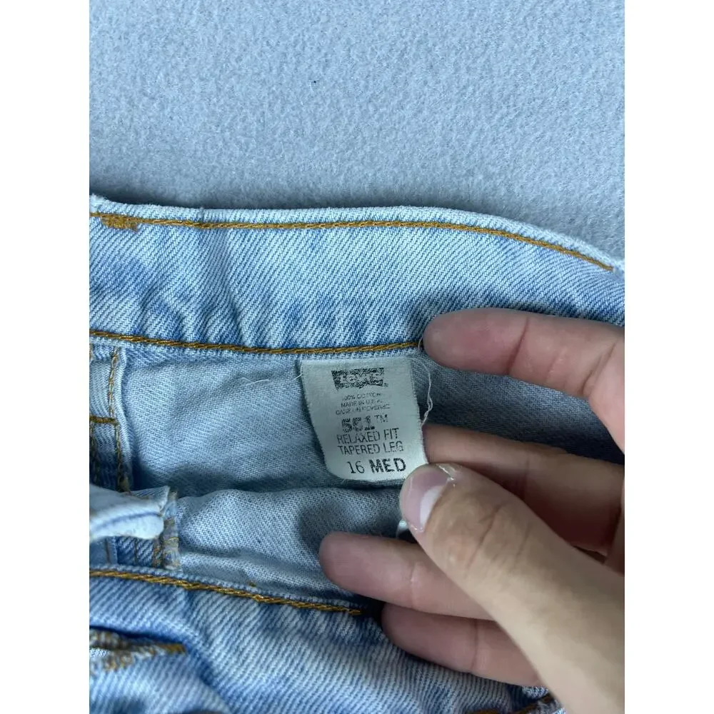 Vintage 90s Levi's 551 Denim Shorts Womens 16 Blue Light Wash Cut Off USA Made